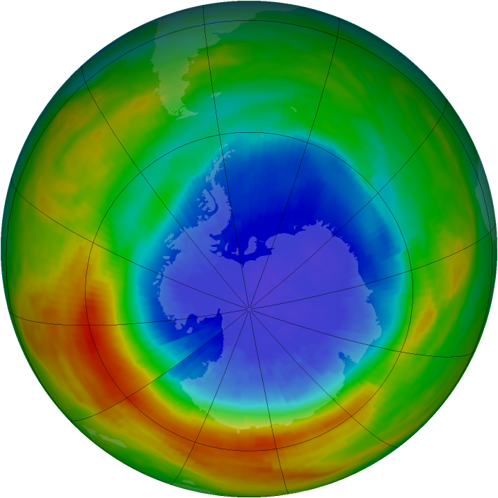 Antarctic ozone map for 01 October 1986